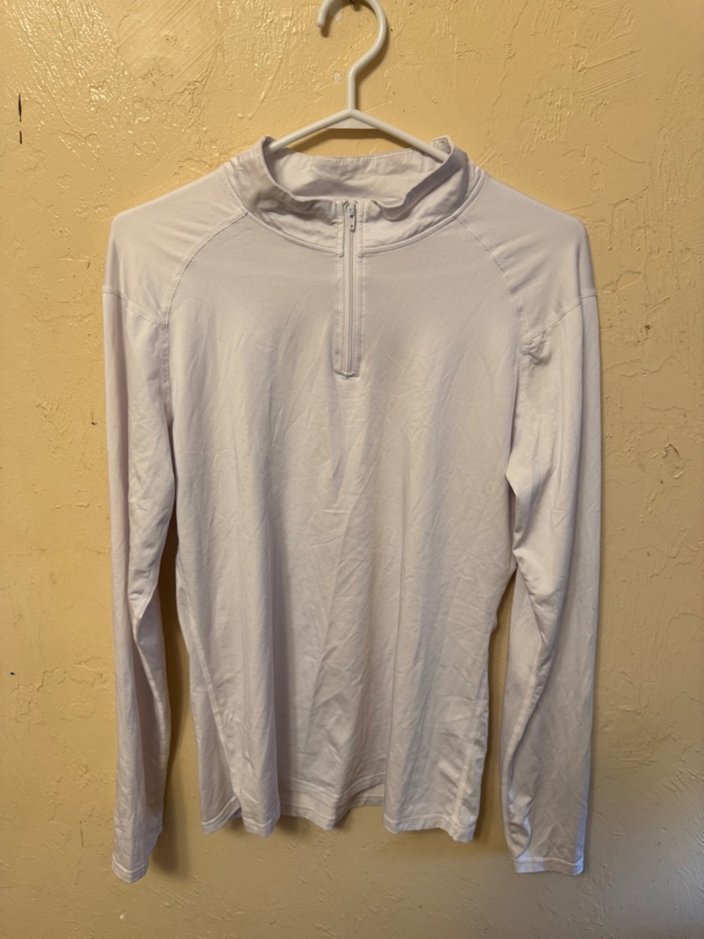 Lightweight White Quarter-Zip Long Sleeve Top